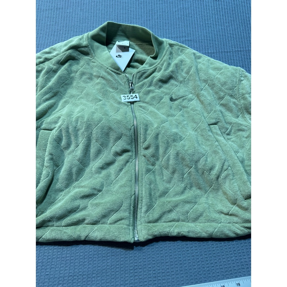 Nike Quilted Terry Bomber Jacket Womens Medium Green DV7826-386